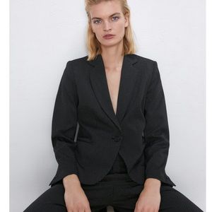 ZARA pindot polka dot black blazer jacket sz 4 new